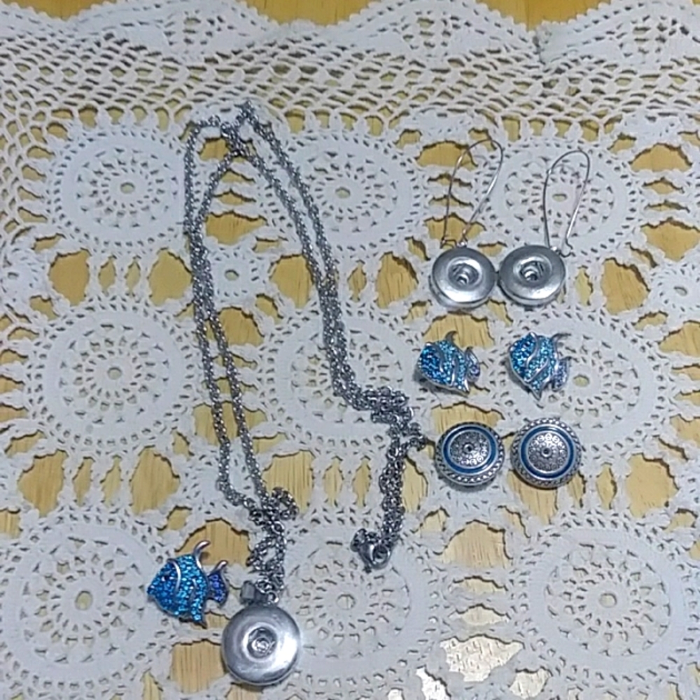 Fish Snap Jewelry - Necklace, Earrings, Snap Buttons